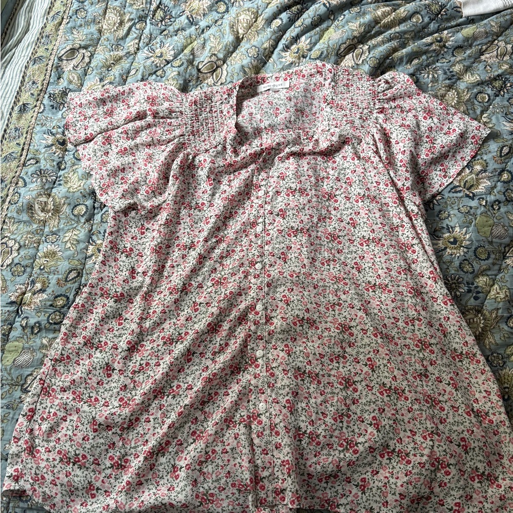 Rose & Olive Pink and White Floral Blouse